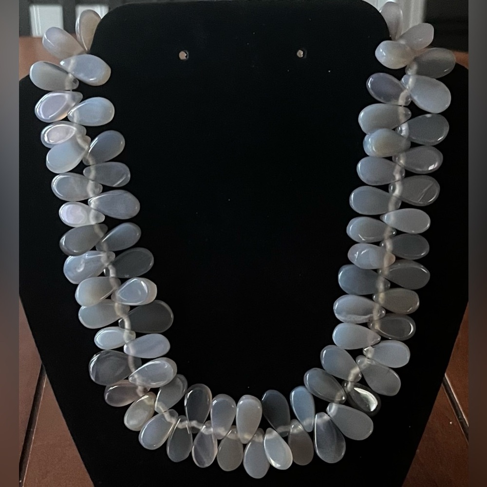 Sabella Brand Shades of Grey Agate Stone Necklace